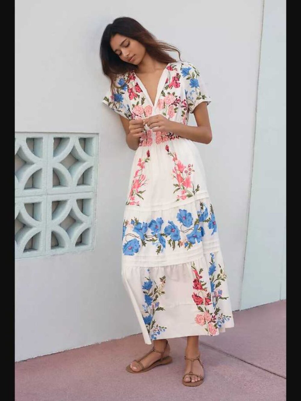 New L Anthropologie The Somerset maxi dress in white floral